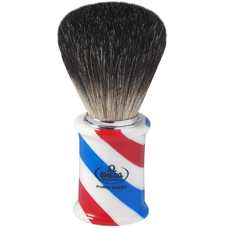 OMEGA 6736 "BARBER POLE" Black Badger Shaving Brush